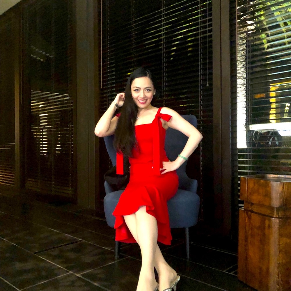 Lady in red dress